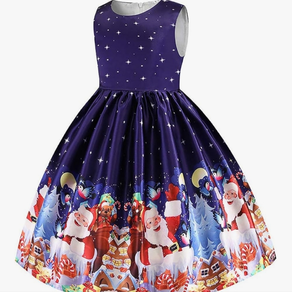 Amazon Purple Santa Christmas Kids Formal Dress